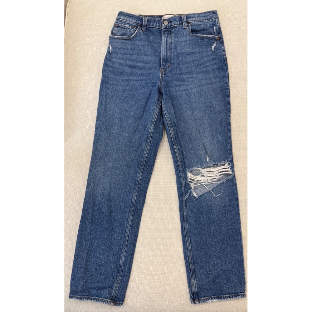 Abercrombie & Fitch 90s Straight Jeans Womens 30 10R Distressed Blue Excellent